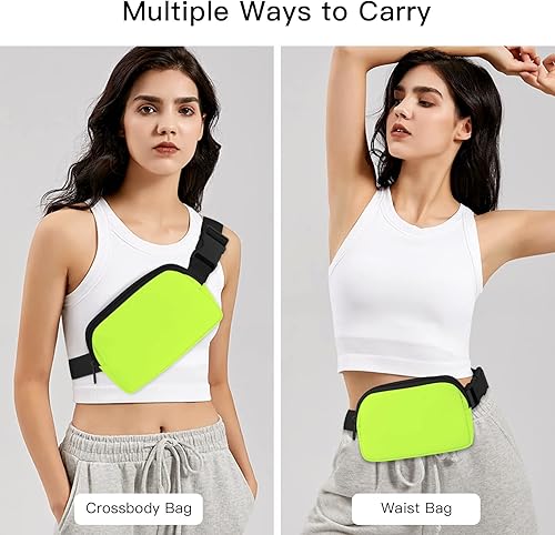 Miniatura 2 de YINHEXI Bolsos cruzados para mujer, nailon suave, impermeable, con correa ajustable, cangurera para correr, viajar, ciclismo, Verde (Bright Green),