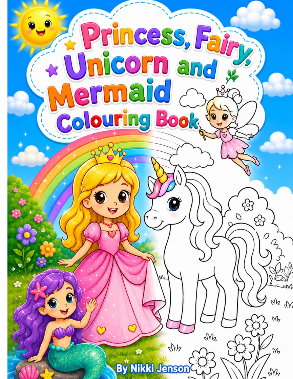 Princess,fairy,Mermaid and Unicorn Colouring Book.Ages 5+: 40 Magical Colouring Pages for Girls Ages 5+ | Princesses, Fairies, Unicorns & Mermaids ... (Childrens Colouring Books Early Learning)