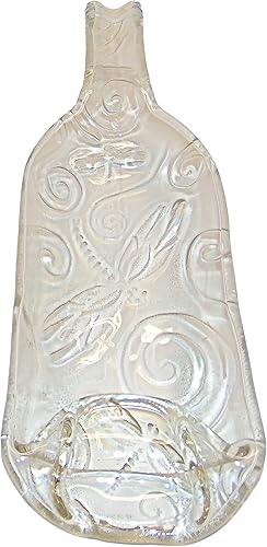 Libélula en relieve poco profundo tazón o plato para servir botella de vino transparente