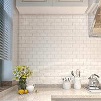 Vista 8 de 11 paneles autoadhesivos 3D impermeables para pared, con ladrillos blancos, se pueden pintar, papel tapiz con ladrillos falsos, paneles