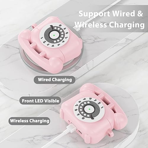 Miniatura 5 de KOREDA Funda para AirPods Pro de 21 generación con kit limpiador y cordón, diseño de teléfono divertido y lindo funda protectora de silicona para