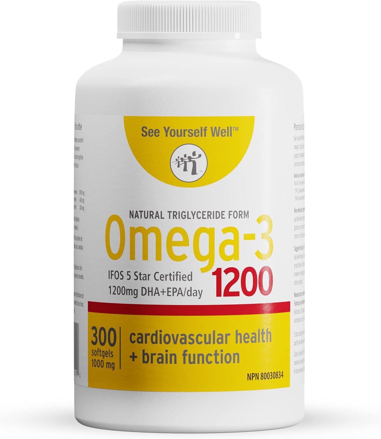 See Yourself Well Omega 3 Fish Oil - EPA & DHA Omega-3 Fatty Acids. High Absorption Advanced Triglyceride Natural State Technology. Promotes Brain, Eye, Heart, Joint & Immune Health. 300 softgels
