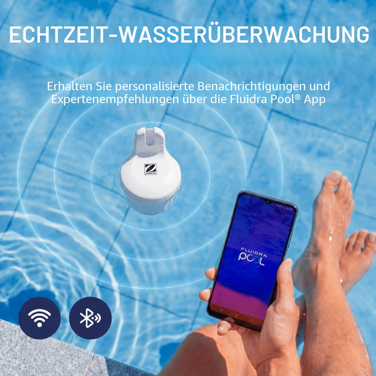 Zodiac Blue Connect Silver WA000099 Intelligentes Analysegerät für Schwimmbäder und Spas, pH-Messgerät, Chlor, Temperatur, Chlor- und Brom-kompatibel, Smartphone-App Fluidra Pool