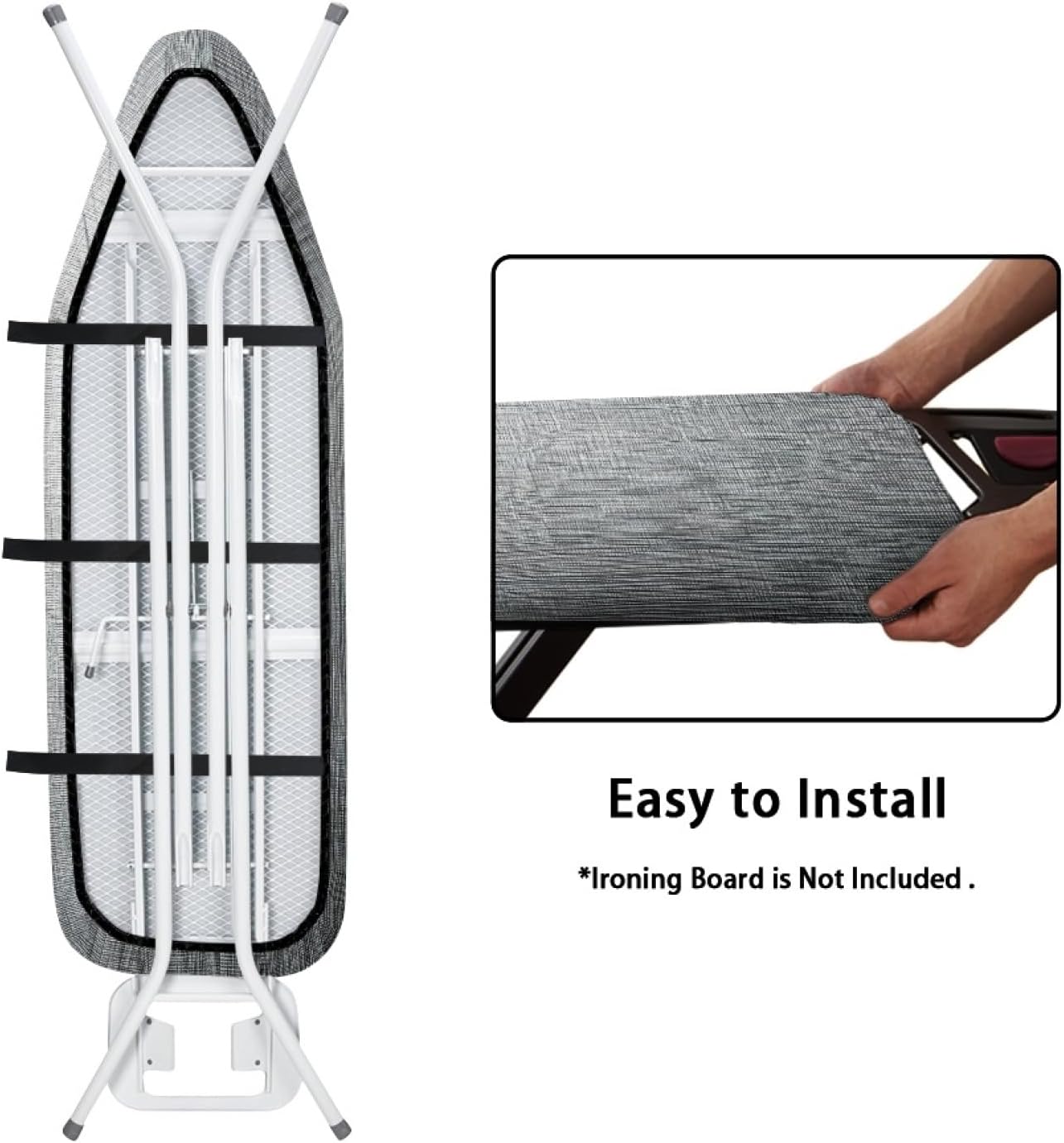 Iron Board Cover with Padding Standard Size Grey Texture Padded Ironing Board Covers 15x54 Heat Reflective Extra Thick Wide Non Stick Scorch and Stain Resistant Heatproof
