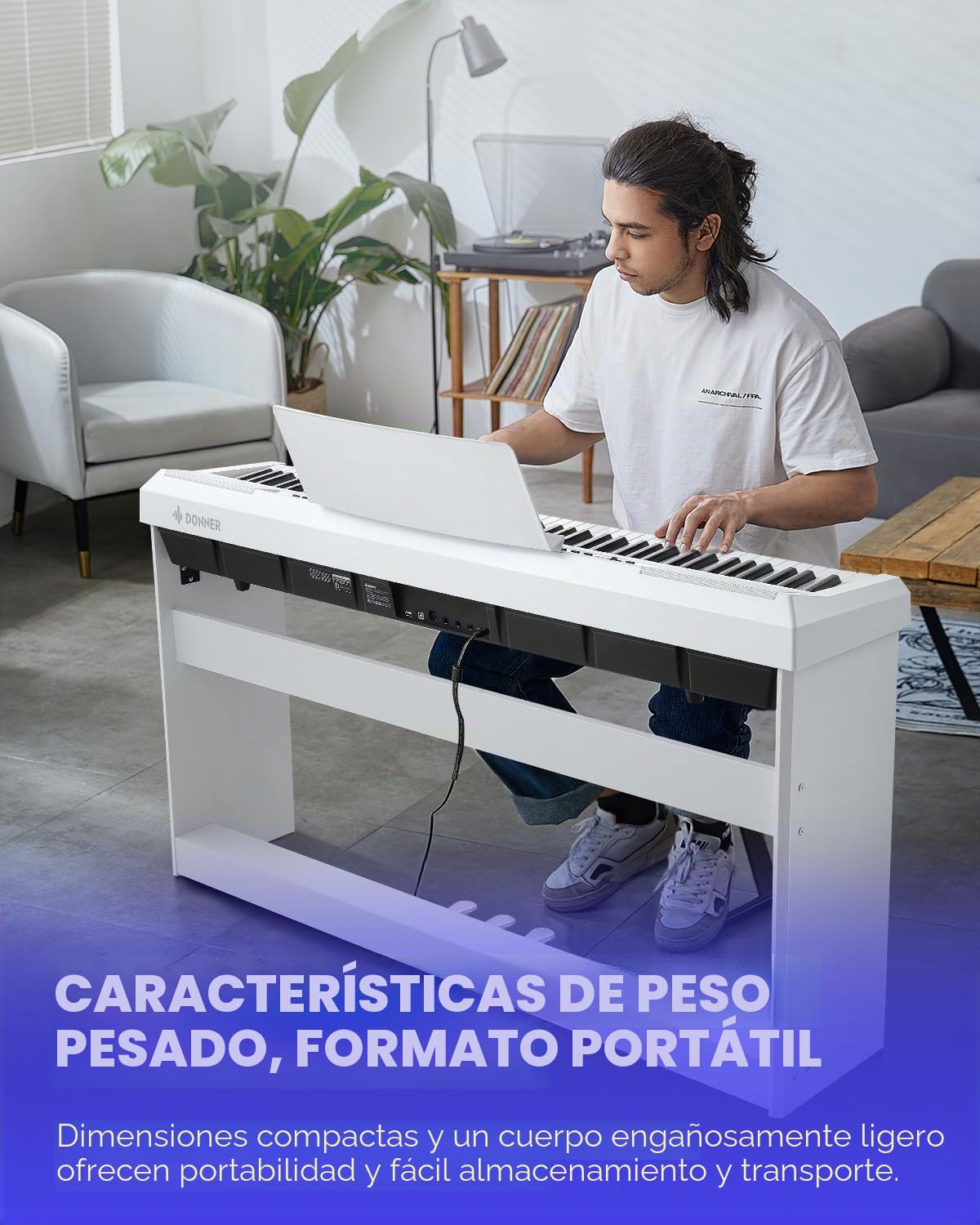 Donner DEP-20 Piano digital (88 teclas, 88 teclas, mecanismo de martillo), color blanco