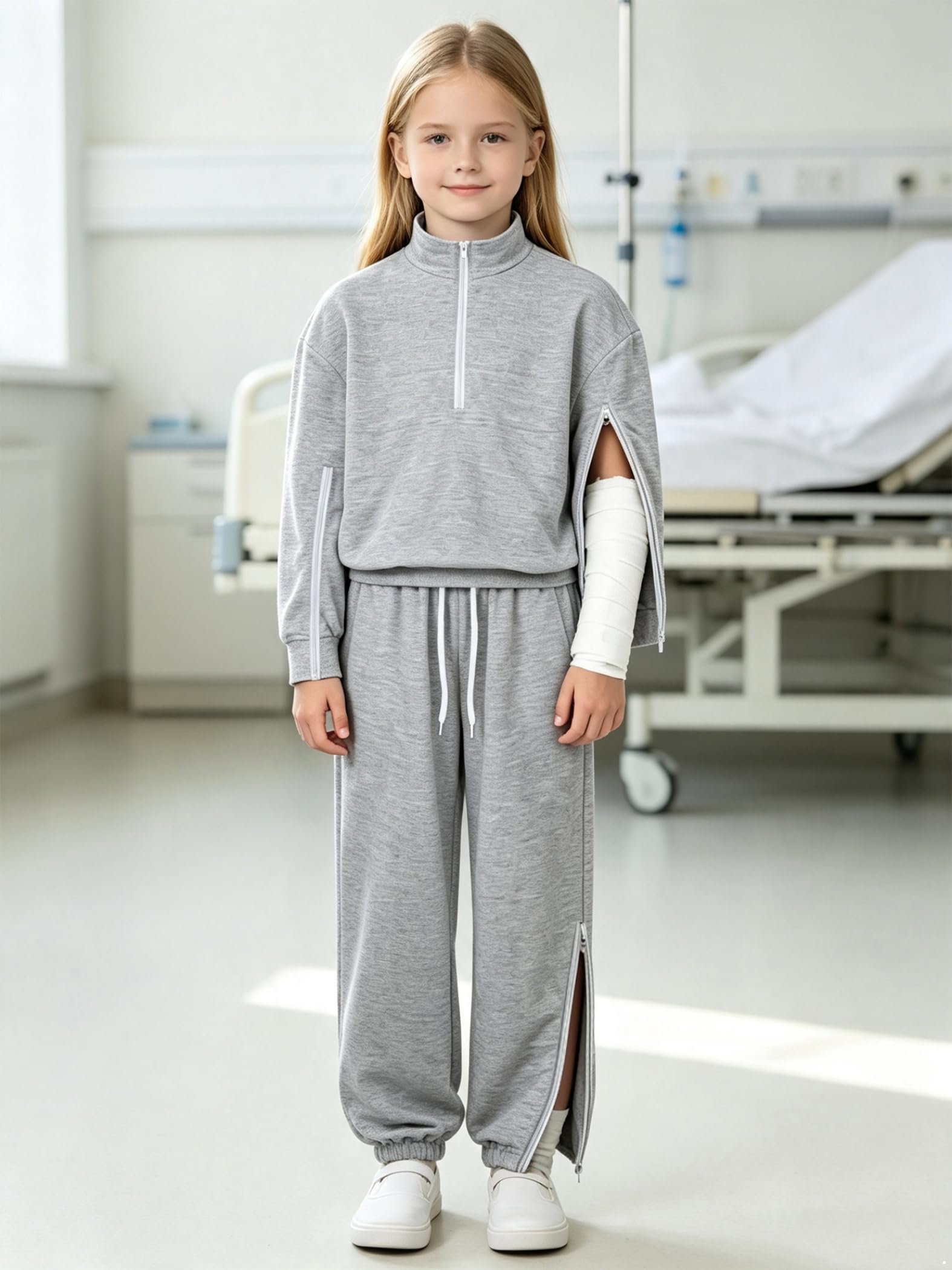 Jungen Adaptive Kleidung Set Outfit Sets Teiliges Aufreißbares | Abreißbar,Reißverschluss,Baumwolle,Genesungsanzug Nach Operation,Komfortables Tageskleidungs Set,Schulanfang,Zwei Stücke