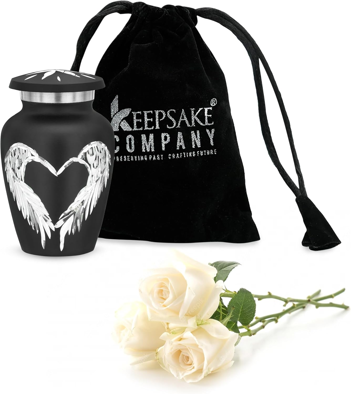 Keepsake Company Black Small Urns for Human Ashes Angel