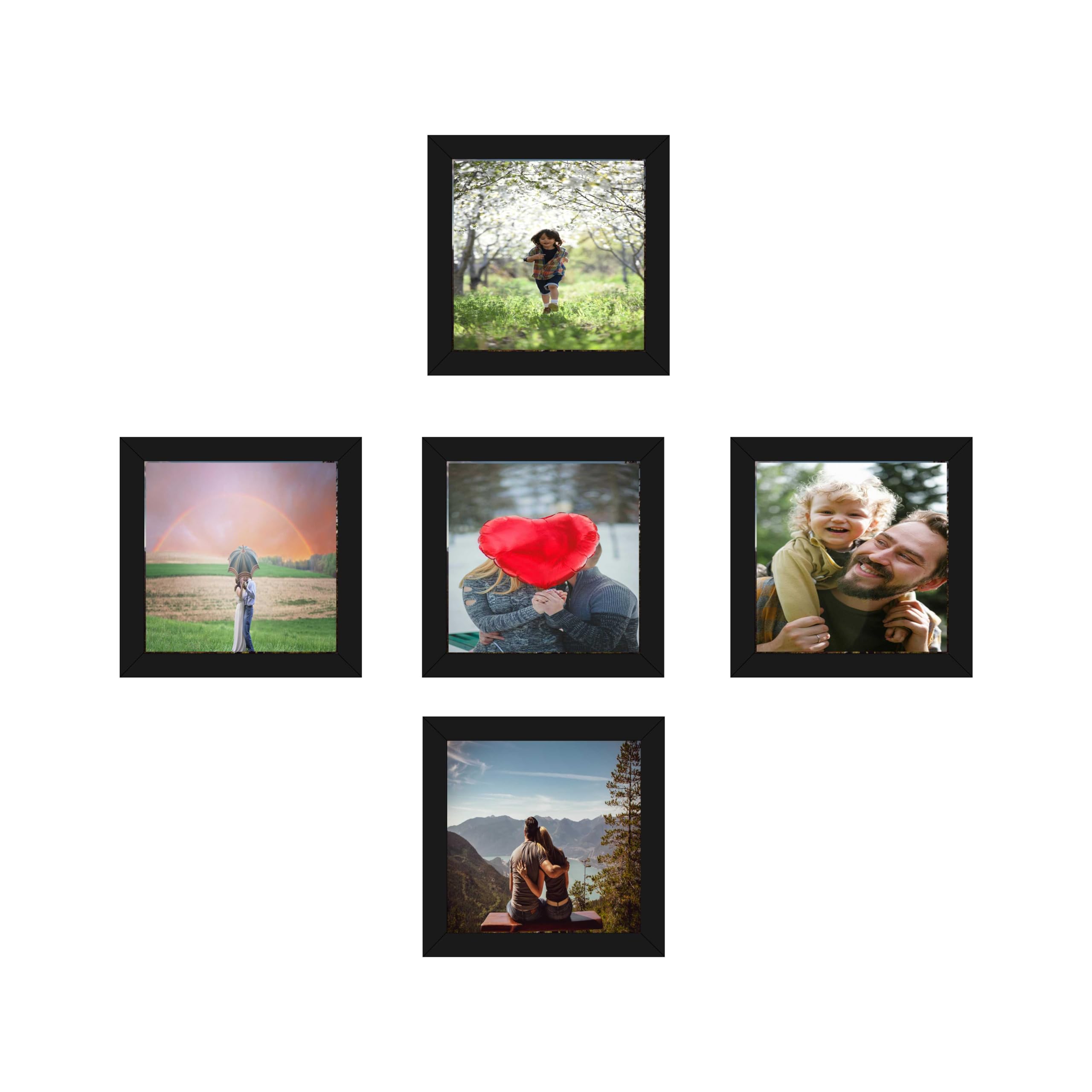 HK PRINTS Photo Frame for Home Office School Decoration 5 Frame Combo Collage for Wall Hanging (10x10 Inch, Synthetic Wood, Plexiglass) F-1