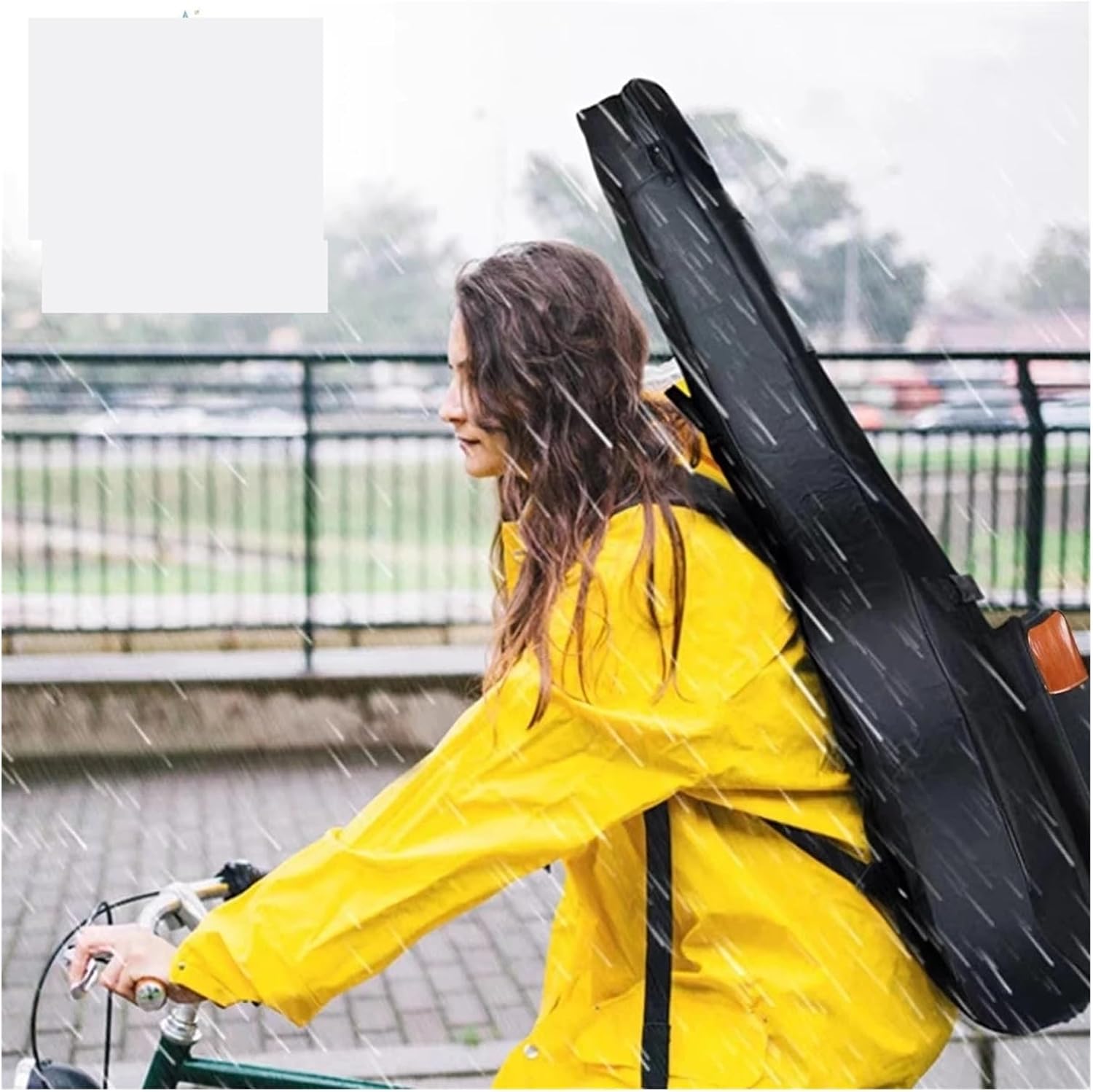 Acoustic Guitar Bag 41 Inch Thickened Waterproof Oxford Nylon Double Straps Cotton Padded Case(Black)