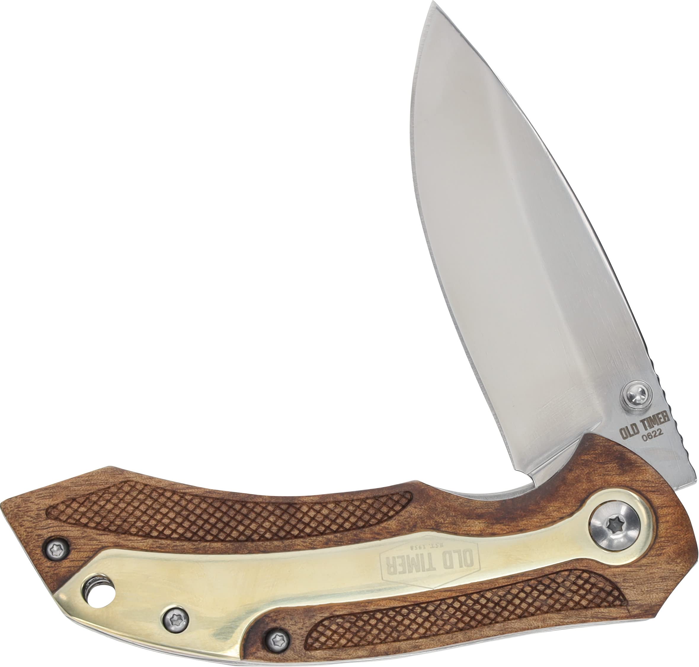 Old Timer 901OT 7.32in High Carbon S.S. Assisted Opening Knife with 2.9in Drop Point Blade and Ironwood Handle for Outdoor, Hunting, Camping and EDC