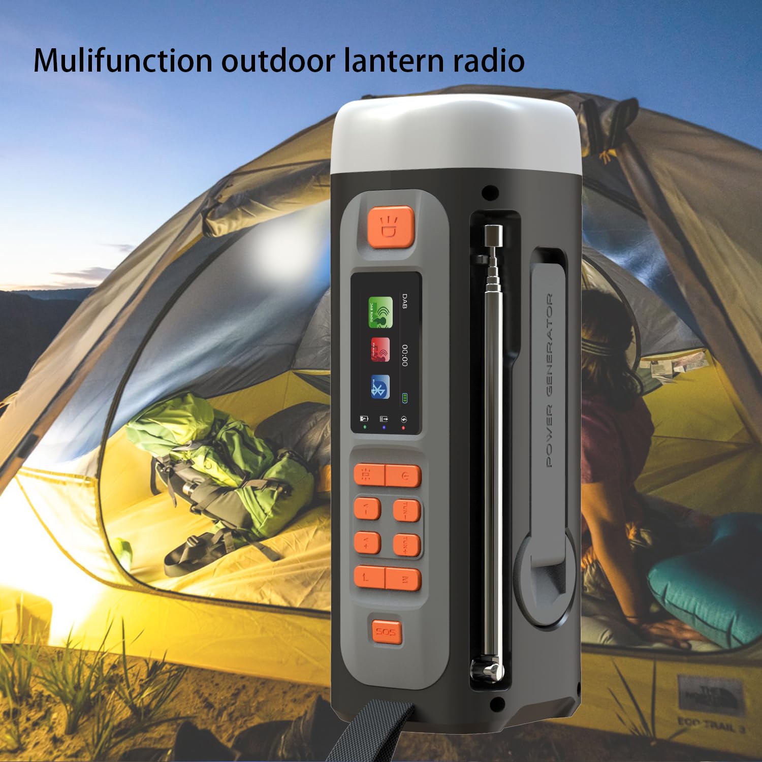 eppfun Radio d'urgence Dab/Dab+/FM avec Bluetooth, Radio numérique Portable alimentée par Batterie avec Alarme SOS, veilleuse et Lampe de Poche, Chargeur USB-C à manivelle Solaire pour Camping