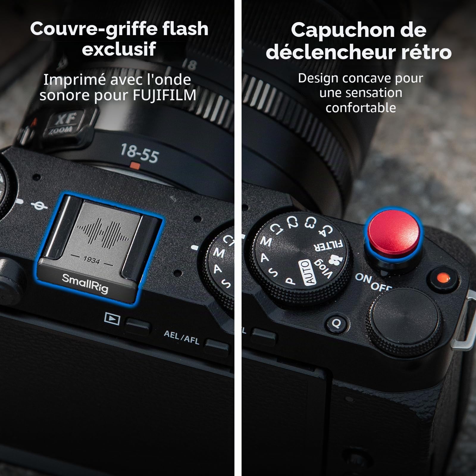 SMALLRIG Cage « Retro » pour FUJIFILM X-M5, avec Poignée en Bois Intégrée et Plaque de Fixation Rapide pour Arca, avec Pare-Brise/Cache-Accessoire/Bouton de Déclenchement de l'obturateur - 4892