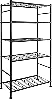 Sakugi 5-Tier Heavy Duty Metal Storage Shelves 1000LB Capacity Garage Pantry Organizer 33"W x 12.6"D x 72"H Black with Leveling Feet