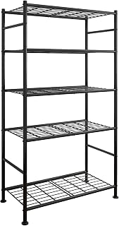 Sakugi 5-Tier Heavy Duty Metal Storage Shelves 1000LB Capacity Garage Pantry Organizer 33"W x 12.6"D x 72"H Black with Leveling Feet