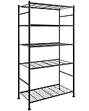 Sakugi Storage Shelves - 5 Tier Shelf Organizer, Heavy Duty Garage Shelving Unit with Leveling Feet, Stable Metal Shelves Organizer for Pantry, Kitchen and Closet, 33.0' W x 12.6' D x 72.0' H, Black Black 33.0W×12.6D×72.0H(5T)