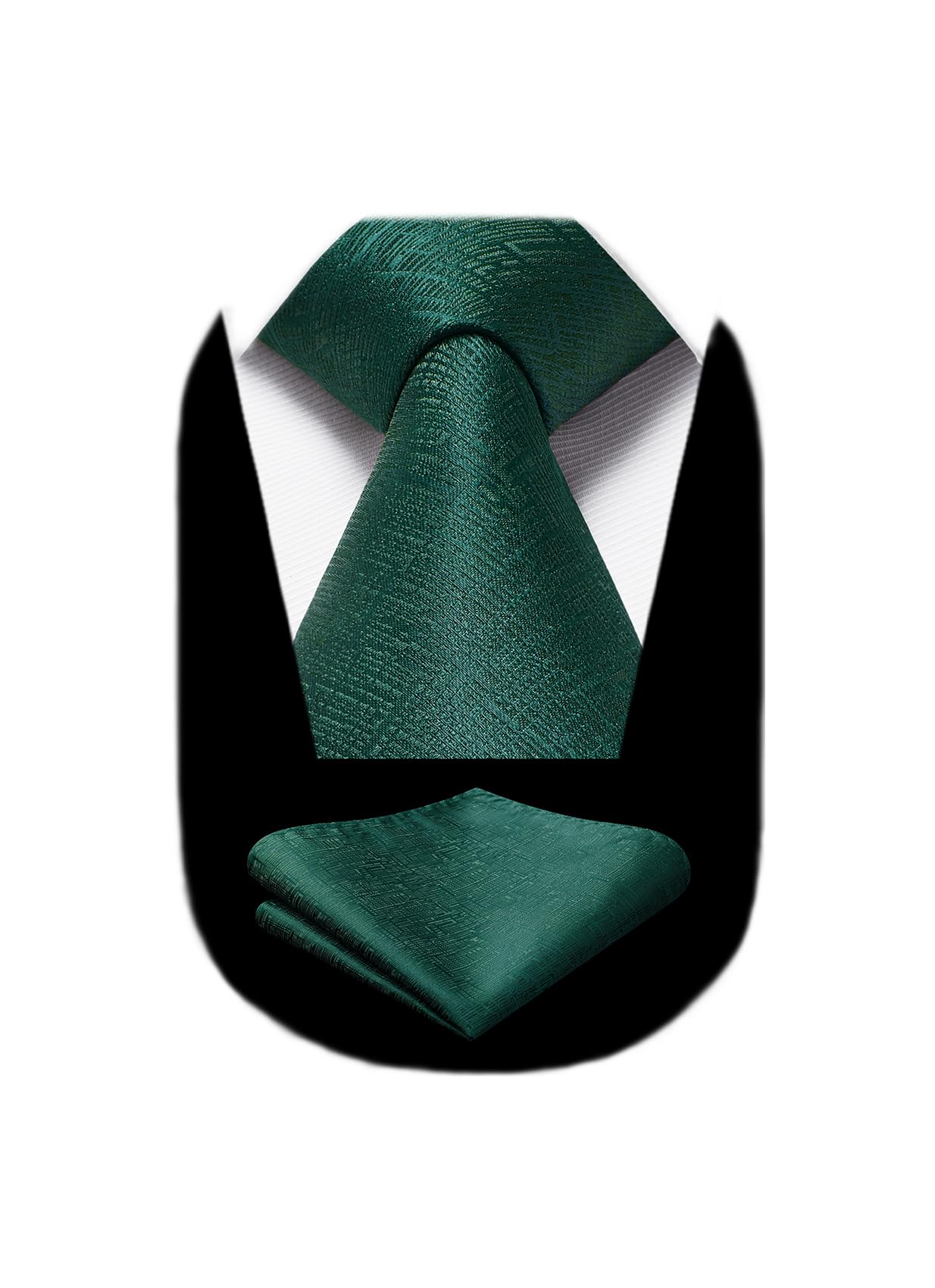 HISDERN Corbatas de Hombre Verde Clásico Color Solido Corbata y Pañuelo Lunares de Business Conjunto Corbata Plaid Formal Boda Fiesta