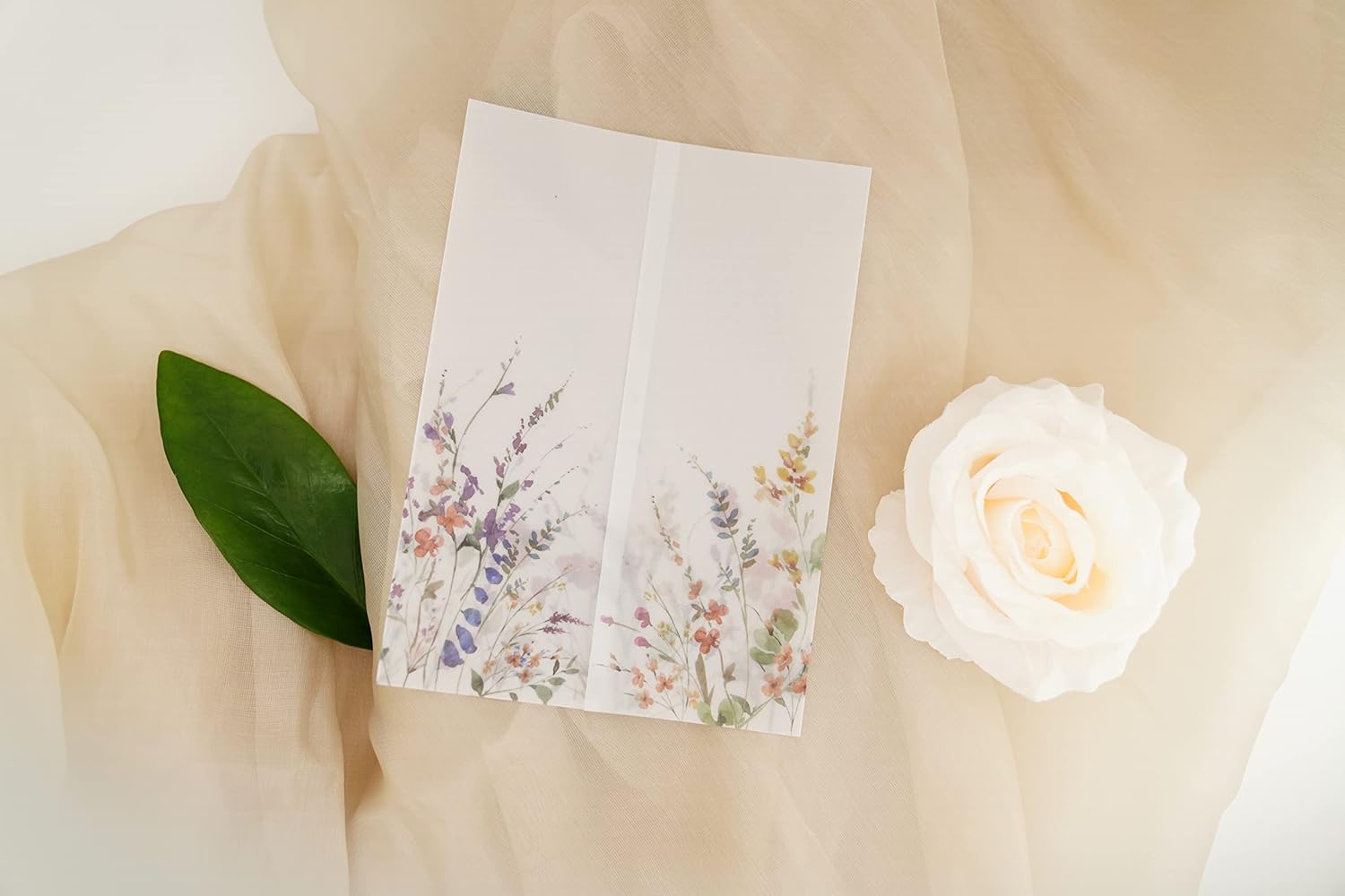 Puremigo 50 Pack Wildflower Printed PreFolded Vellum