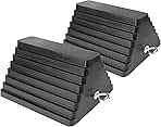 MaxxHaul 80681 Rubber Wheel Chocks 2-Pack – Heavy Duty, All-Weather, Non-Slip, Oil-Resistant with Steel Eyebolt – for Trailers, Cars, Motorcycles, RVs – 10” x 8” x 6”