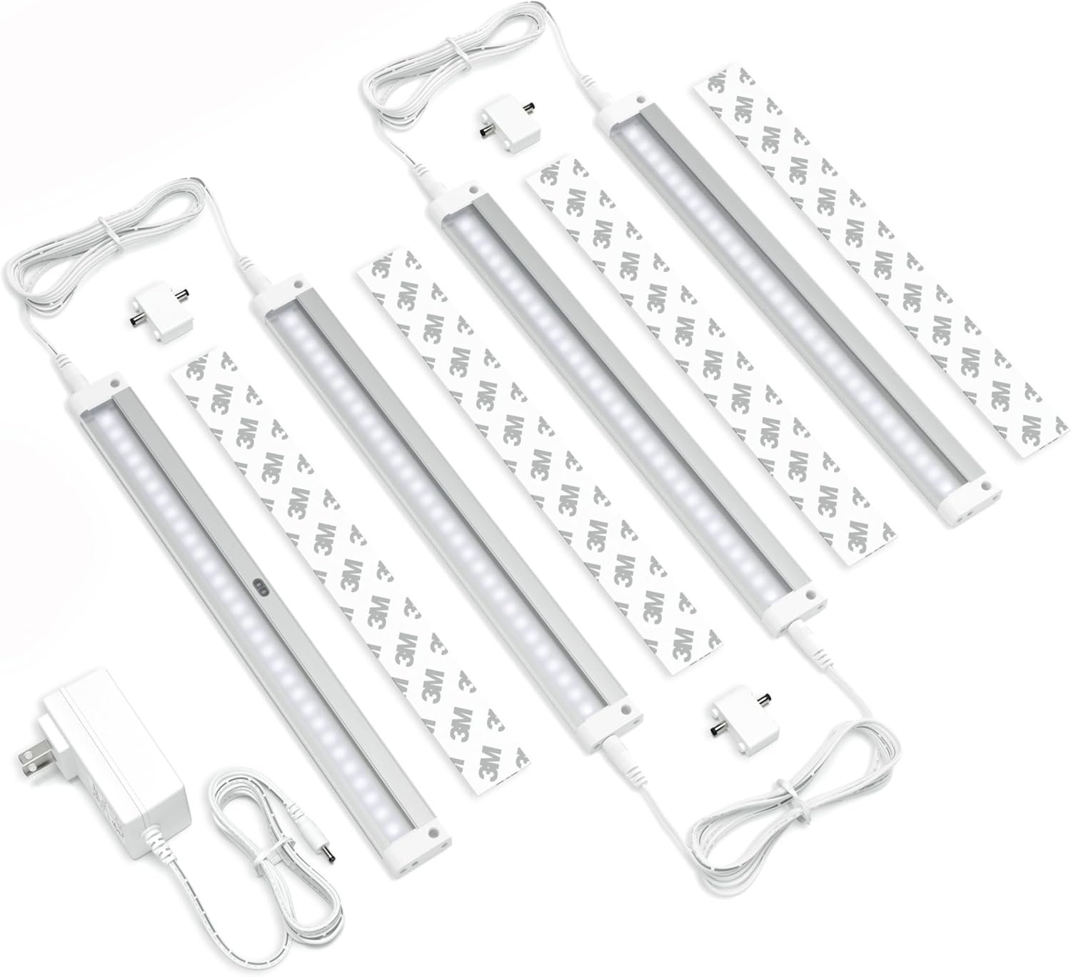 EShine Hand Wave Activated Under Cabinet LED Lighting Kit, Dimmable, 3-Pack 12 in - Touchless Dimming Control, White Under Counter Lights for Kitchen, Garage, Office, Desk - Warm White (3000K)