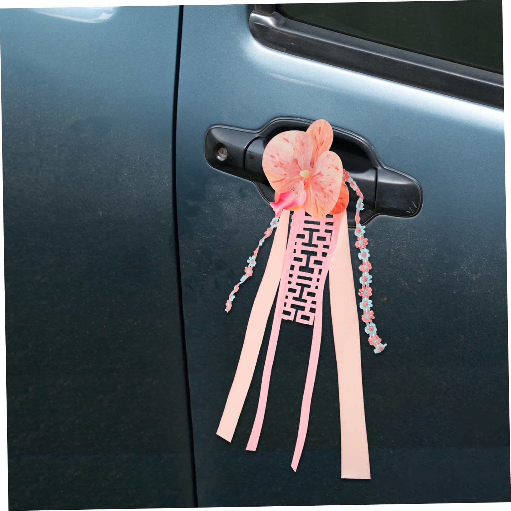 Décorations De Voiture De Mariage Fleurs Artificielles avec Accents Ruban pour Poignées De Voiture Et Ornements Embellissements Floraux Nuptiale