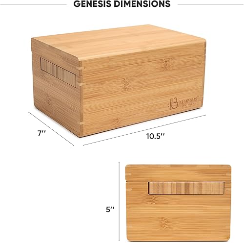 Miniatura 2 de Blue Bus Genesis - Caja grande de bambú con cerradura, tapa y bandeja, caja de almacenamiento decorativa de madera para recuerdos