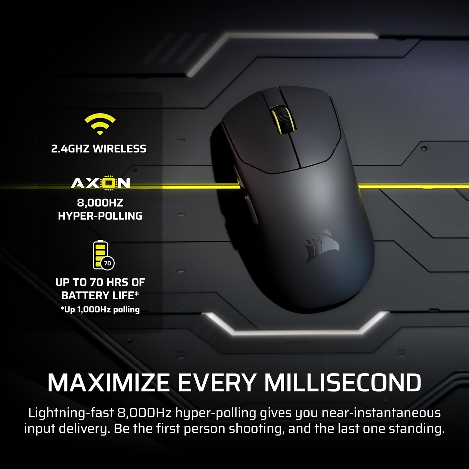 Corsair Sabre v2 PRO Ultralight FPS Wireless Gaming Mouse – 33,000 DPI, 36g Weight, 8,000Hz Hyper-Polling, Mechanical Switches, Up to 70-Hour Wireless Battery Life, Web Hub – Black - Image 5