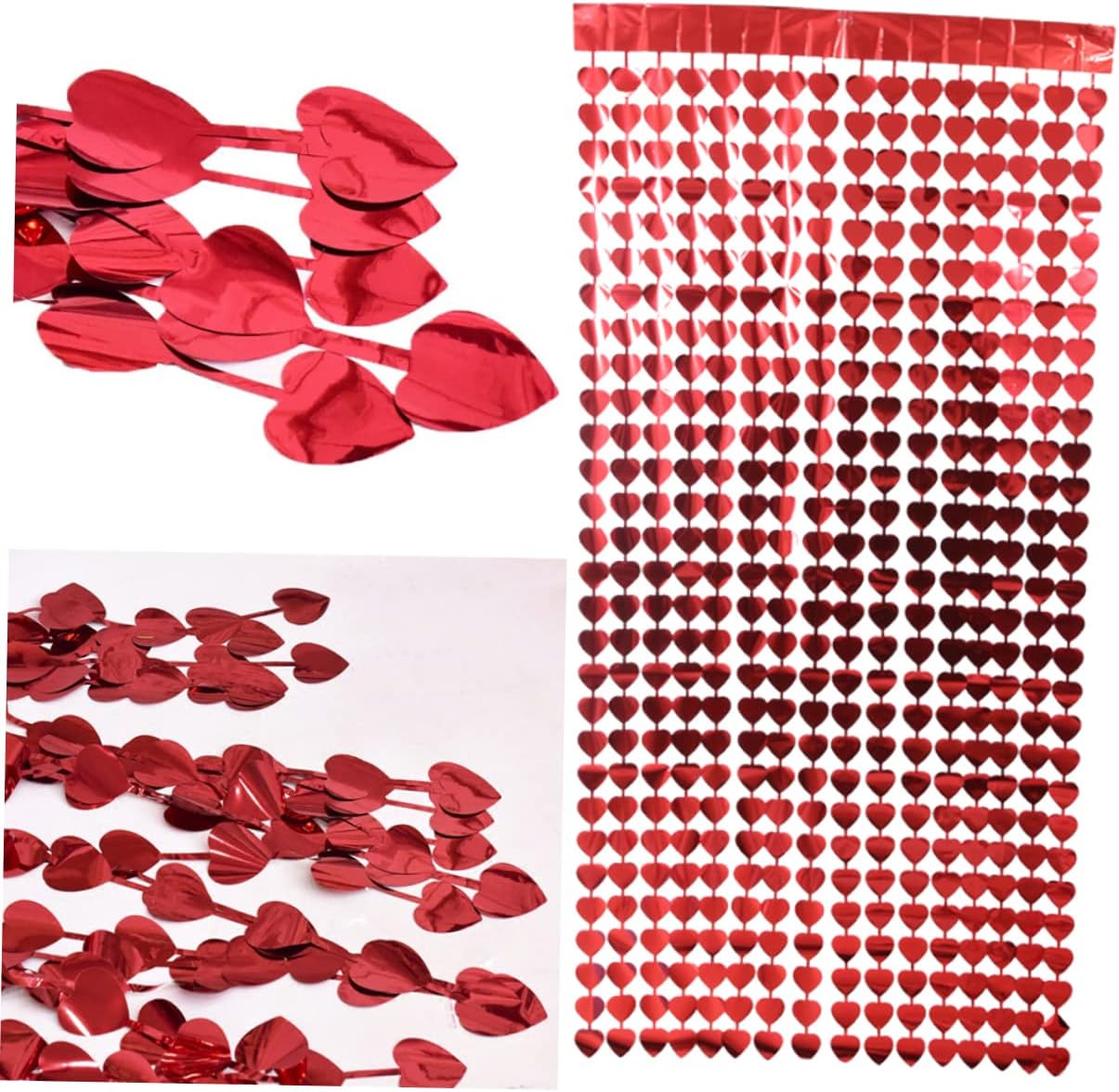 Sequin Door Curtain Tinsel Backdrop Heart Design for Wedding and Birthday Easy to Use