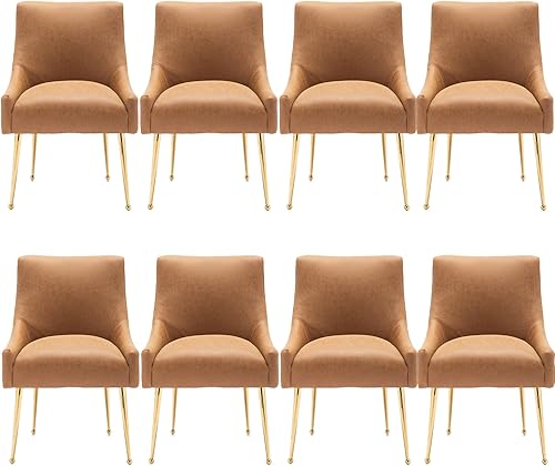 Miniatura 17 de Juego de 2 sillas de comedor, modernas sillas de comedor de terciopelo con patas doradas, sillas decorativas tapizadas para sala de estar, Azul