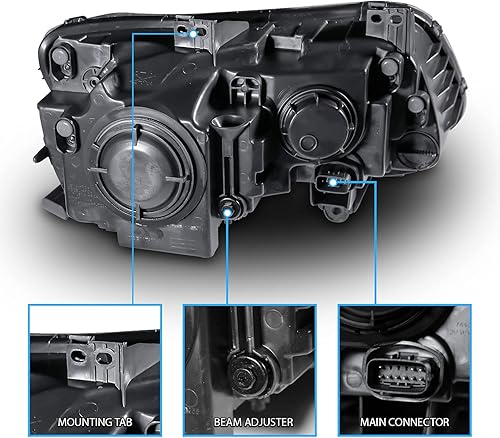 Miniatura 5 de AmeriLite Barra de tablón para faros delanteros de proyector negro para Chrysler 300 - lado del pasajero y del conductor