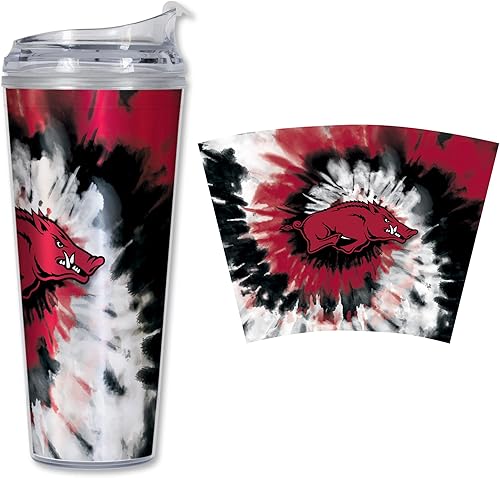 Miniatura 93 de Rico Industries NCAA - Vaso de acrílico con purpurina de 24 onzas con tapa con bisagras, vaso de doble pared con licencia oficial y popote Brillo