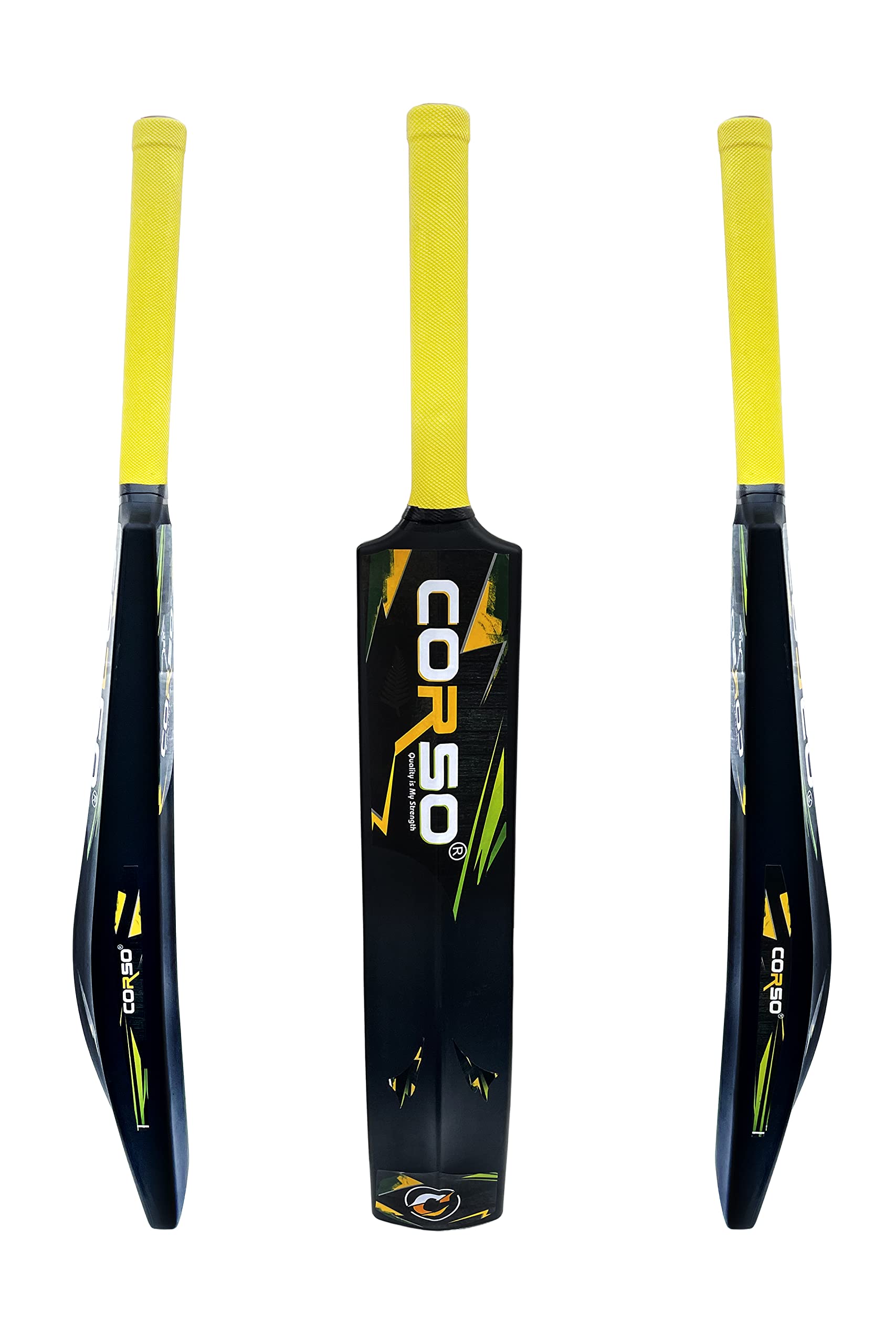 CORSO SPORTS & FITNESS Plastic Bat, Plastic Cricket Bat Hard Plastic, Double Blade Plastic Bat for Tennis and Wind Ball, Full Size Cricket Bat (Size 8)