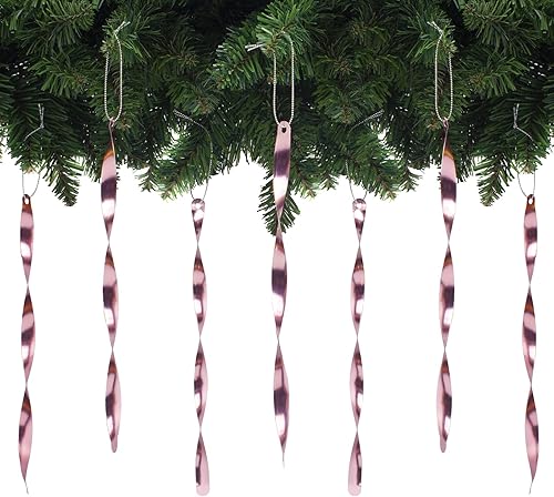 Miniatura 32 de AMS Adornos para árbol de Navidad, juego de 24 piezas de adornos de carámbanos retorcidos de aluminio para árbol de Navidad, fiesta de Año Nuevo