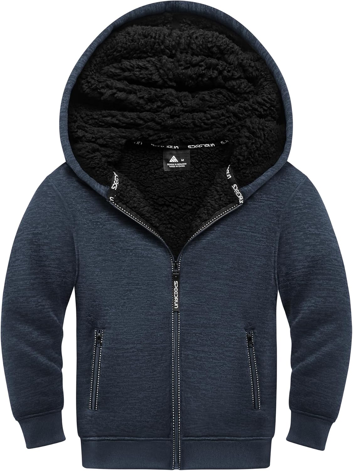JACKETOWN Jongens sweatjack gevoerd kinderhoodie sweatshirt capuchon fleece jas met capuchon lange mouwen warme winterjas klassieke trui met ritssluiting, 054 Rood Zwart, 8-9 Jaar