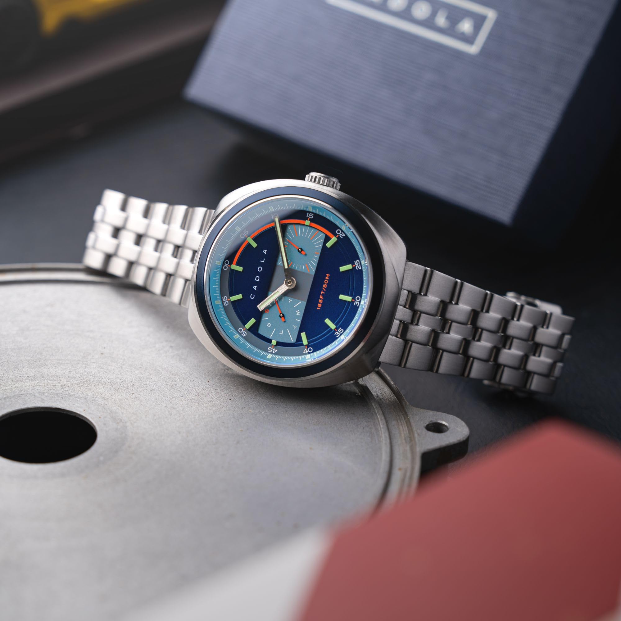 Cadola Giulia - Reloj calendario para hombre de 43 mm con correa de cuero CD-1043