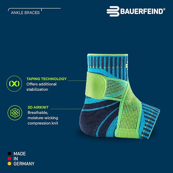 BAUERFEIND Sprunggelenkbandage „Ankle Support“ Unisex, 1 Sprunggelenk Bandage für Sport wie Fußball, Fitness oder Laufen, Kein Umknicken durch Knöchelbandage, Blau, L - 4