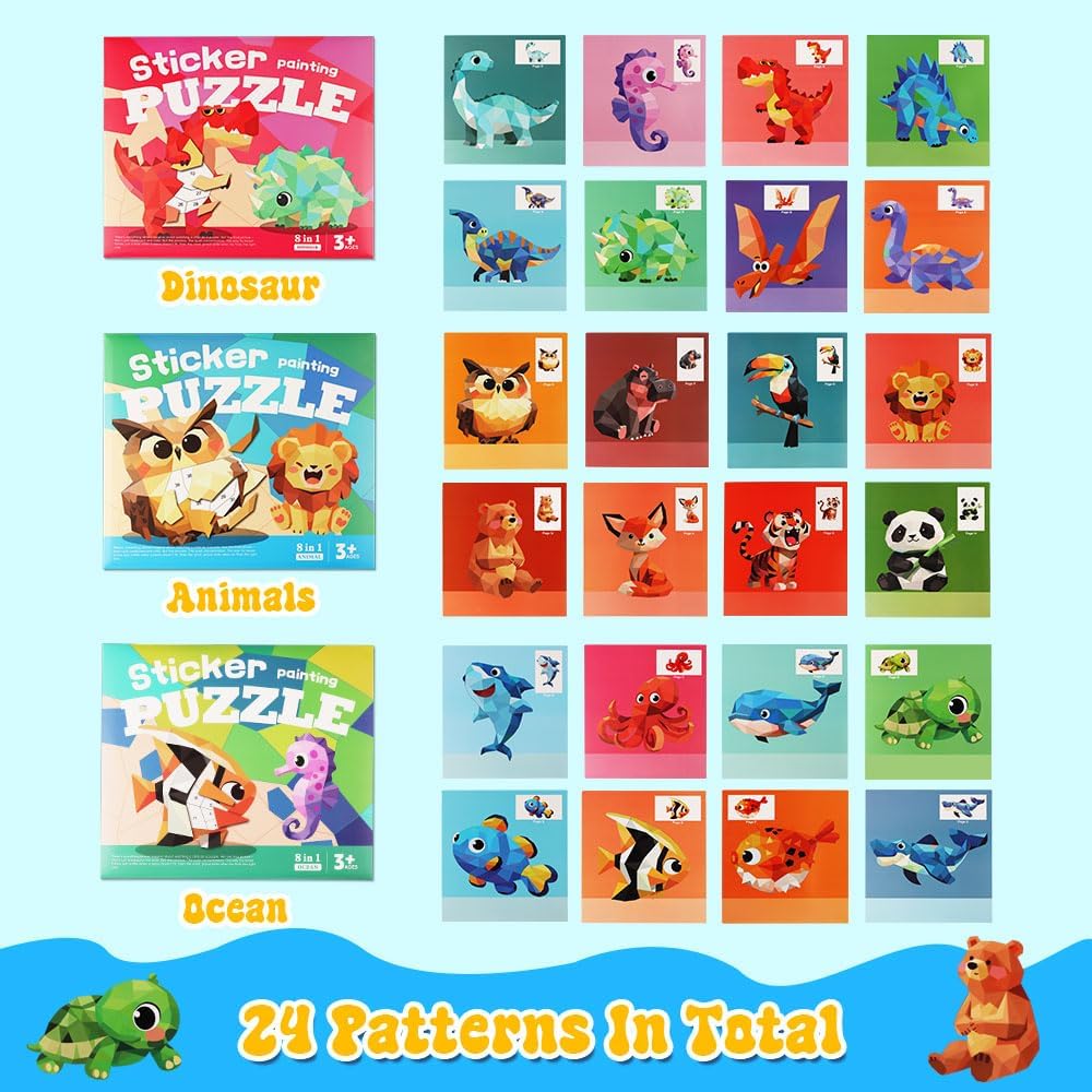 3Pcs Paint by Sticker Books for Kids 4-8,Number Matching Activity image 2