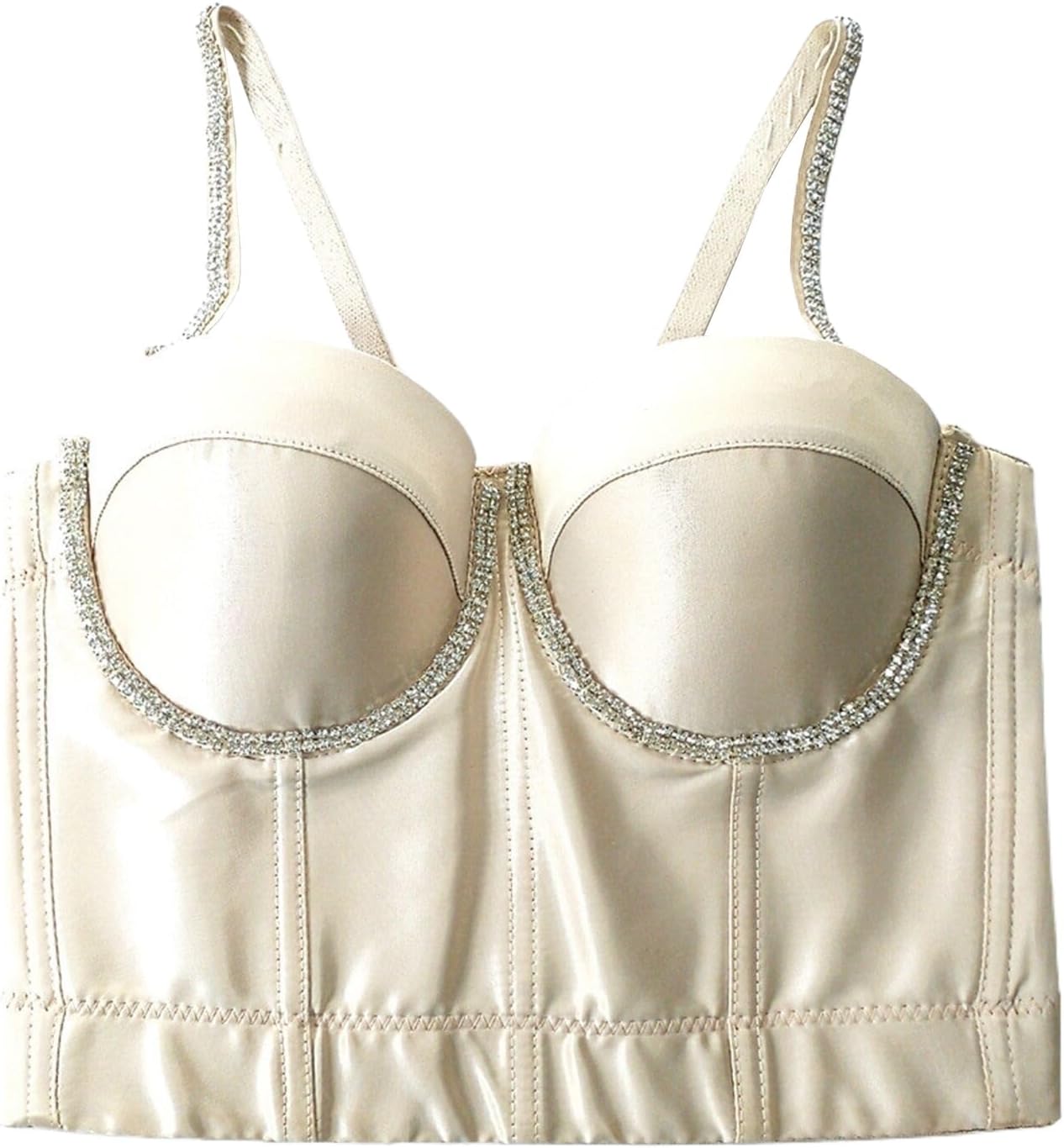 Women's Sexy Corset Halter Tops Rhinestone Chain Crop Top Vest Party Push up Bra