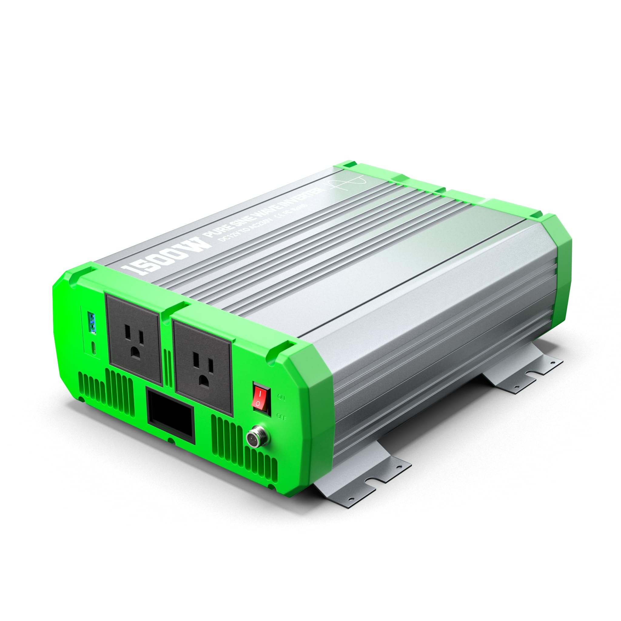 ERAYAK Convertisseur Pur Sinus 1500W/3000W Onduleur Convertisseur 12V 220V 230V avec télécommande et Dual AC Prises et écran LCD,pour Voiture, Caravane, Bateau, Camping, Voyage