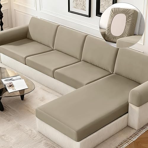 Miniatura 17 de KinCam Fundas para cojines de sofá, fundas elásticas para sofá seccional, cojín para sofá en forma de L, fundas de sofá lavables, fundas de sofá (3