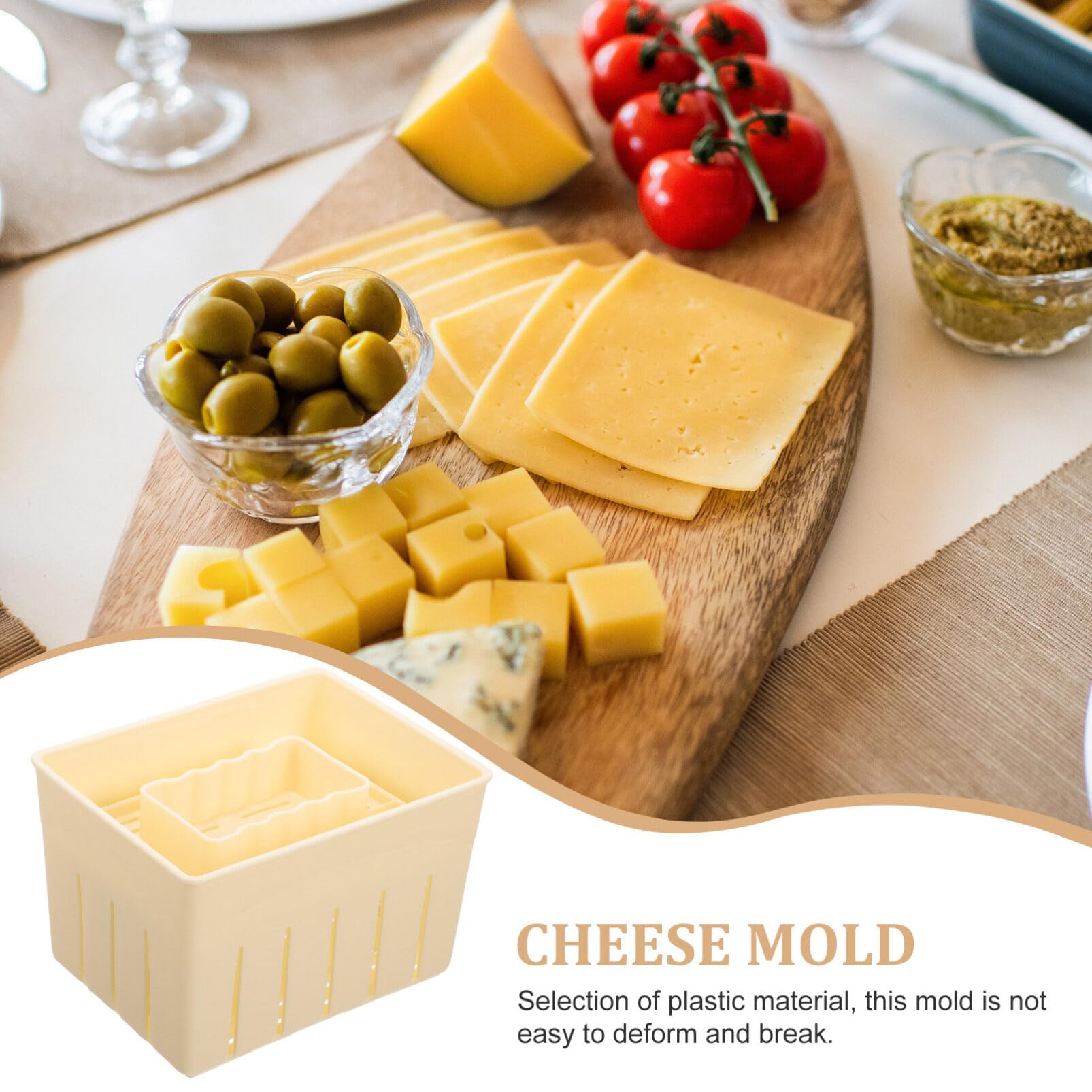 Yardwe Presse à Fromage en Plastique Pratique avec Couvercle Lot de 3 Outil de Pressage Facile à Utiliser pour Préparation Maison de Tofu et Fromage