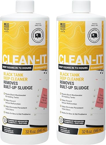 Unique Clean-It RV Limpiador Líquido Profundo para Tanque Negro - Resetea Efectivamente los Tanques Negros Sucios de RV - Elimina Olores y Desechos