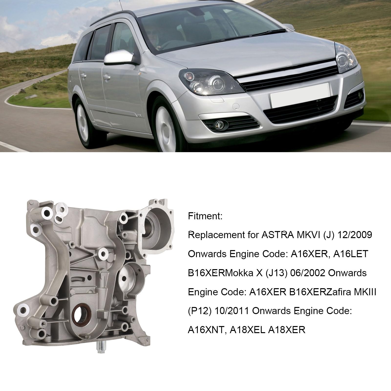 Cocoarm Cubierta de Sincronización de la Bomba de Aceite Cubierta de Sincronización de la Bomba de Aceite del Motor de Metal OEM 25190867 55582107 55556428 para J Mokka X Zafira MkIII A16XER A18XER