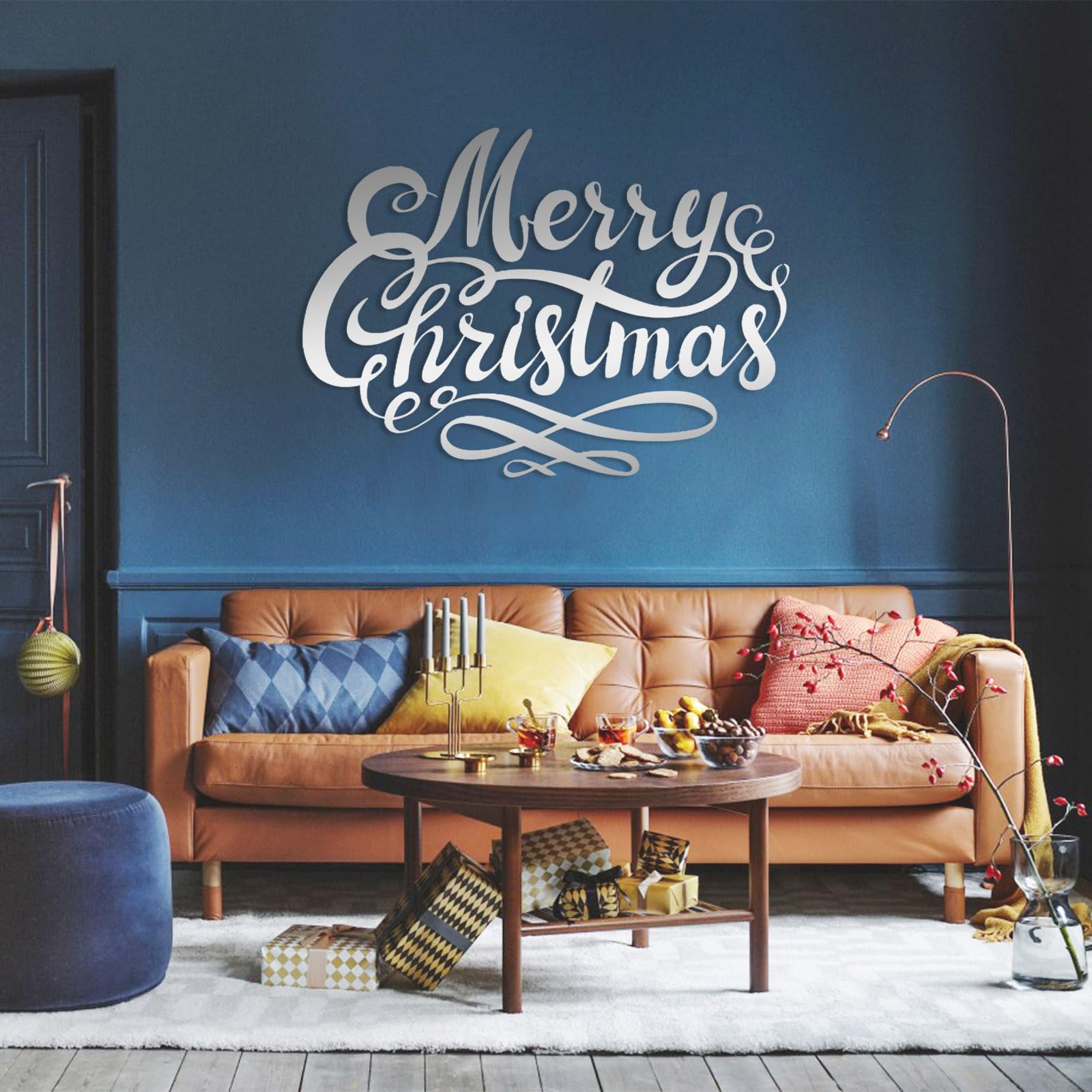 Décoration Murale - Joyeux Noël, Lettres décoratives de Noël, décoration de Noël Style Ferme (Noir, 76 x 55 cm)