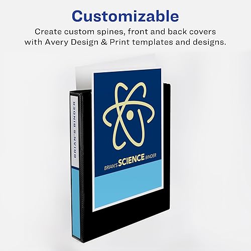 Miniatura 3 de Avery - Carpeta Economy de 3 anillos de 1 pulgada, anillo redondo, capacidad para papel de 8.5 x 11 pulgadas, 12 carpetas negras (05710)