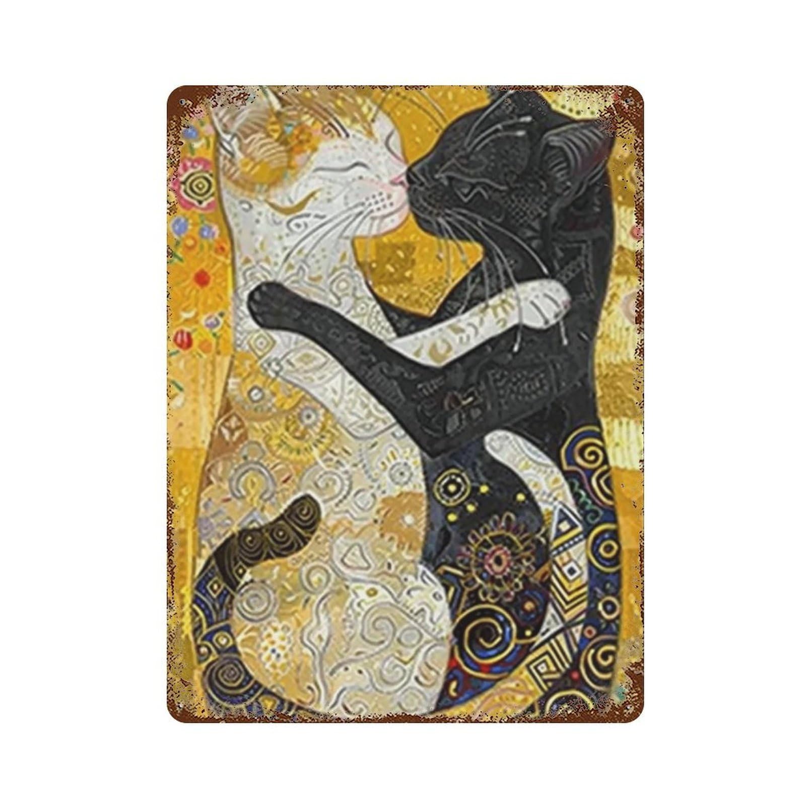 YHGERTKU The Cat's Kiss 03 Wall Art Retro Iron Vintage Metal Tin Sign Poster Modern Decor for Living Rooms Gift 40x30cm