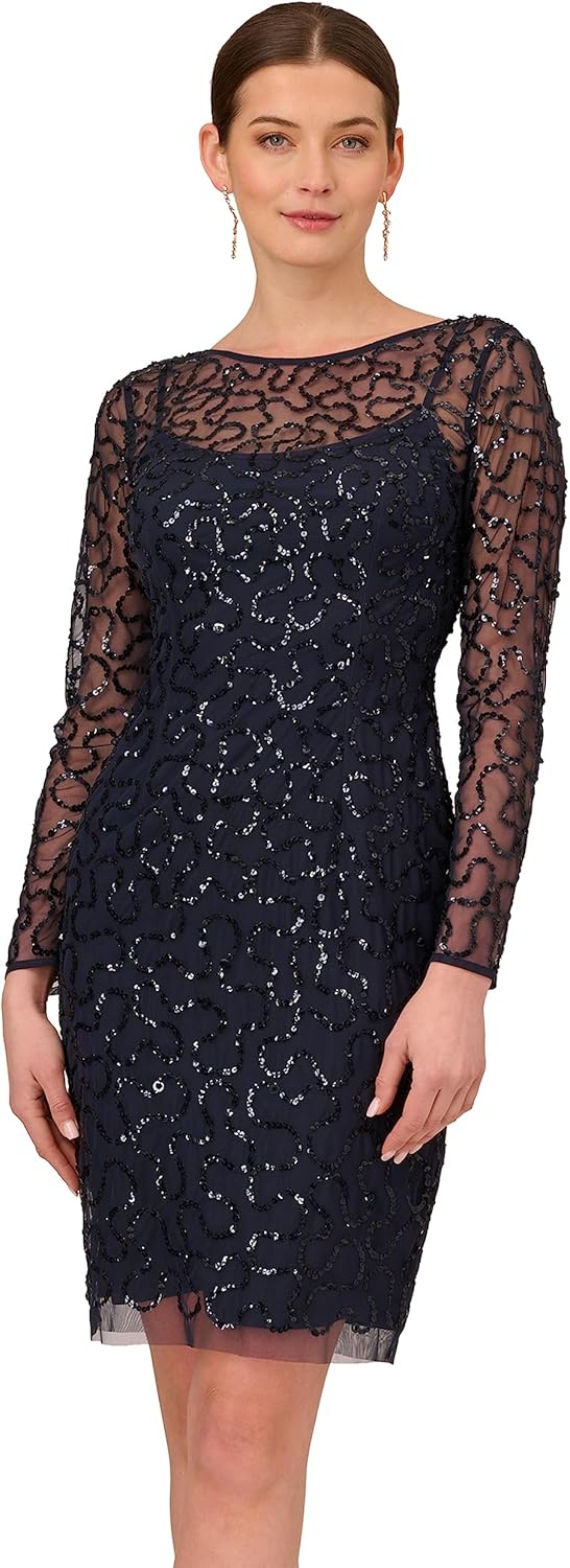 Adrianna Papell Womens Beaded Short Dress - Image 4