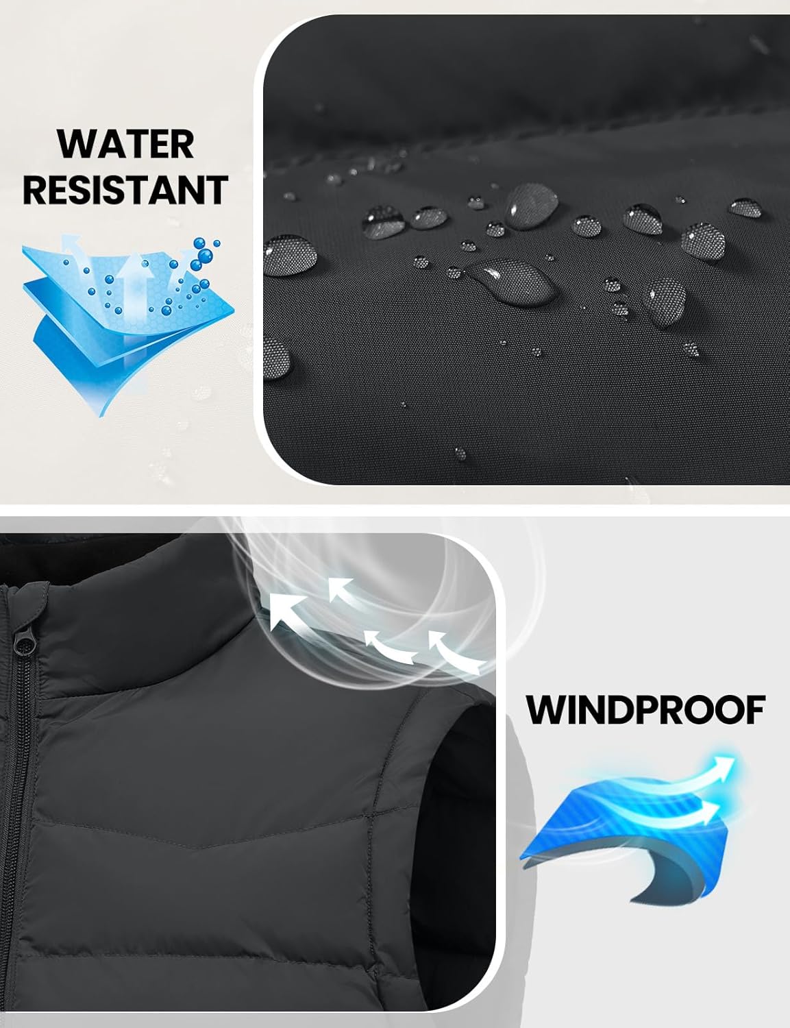 TBMPOY Men's Puffer Vest Lightweight Zip Up Sleeveless Jackets Outdoor Puffy Winter Insulated Outerwear for Running Golf - Image 3