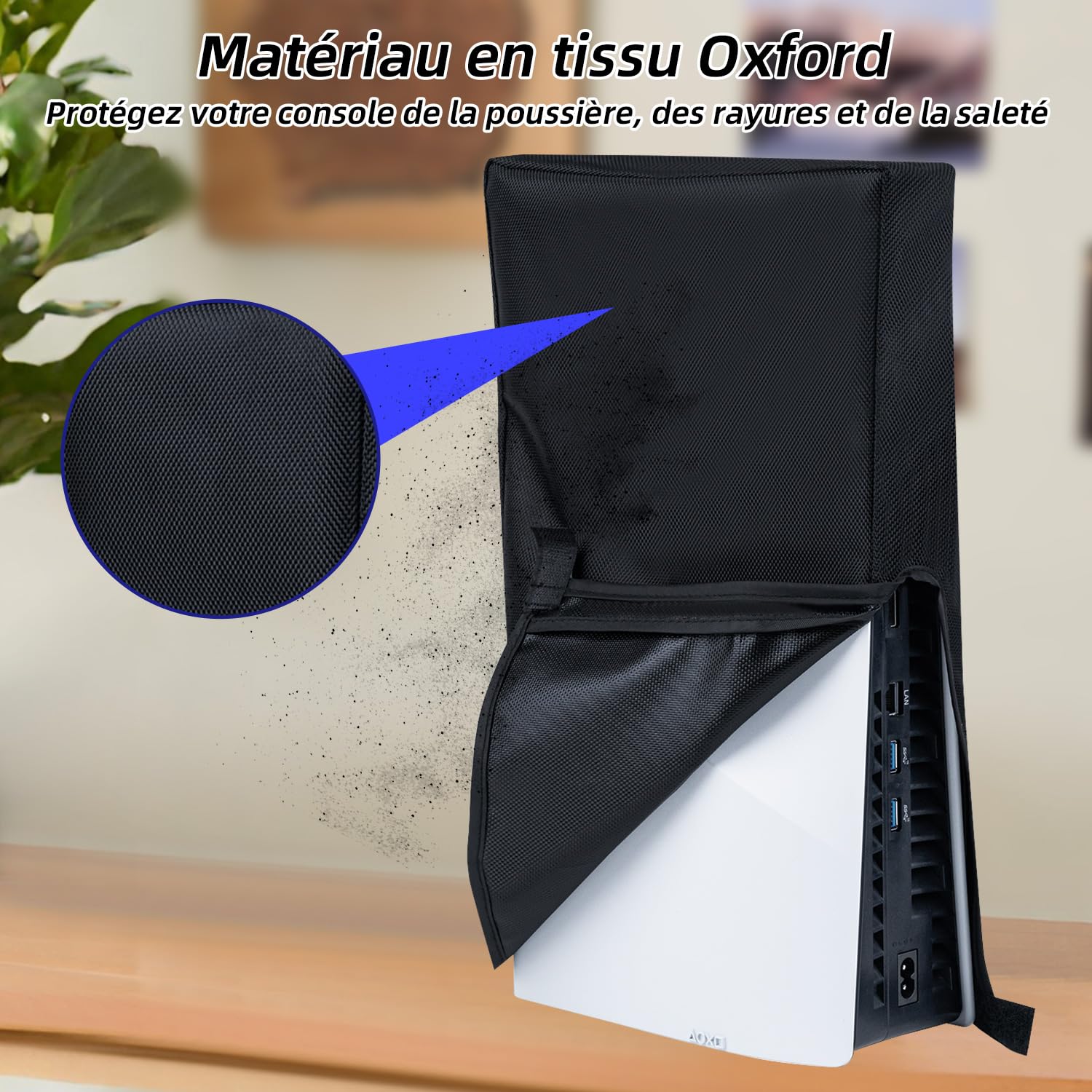 Mcbazel Housse PS5 Slim PS5 Slim Dust Cover Anti-Scratch Housse de Protection Anti-Poussière pour PlayStation 5 Slim Digital/Disc Game Console-Noir