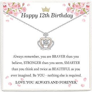 13th 16th 17th 18th 21st Birthday Gifts for Girls, Sterling Silver Crown Necklace 13 16 17 18 21 year old gifts for girls, 13th 16th 17th 18th 21st Birthday Jewellery Presents for Daughter Granddaughter Friend Women