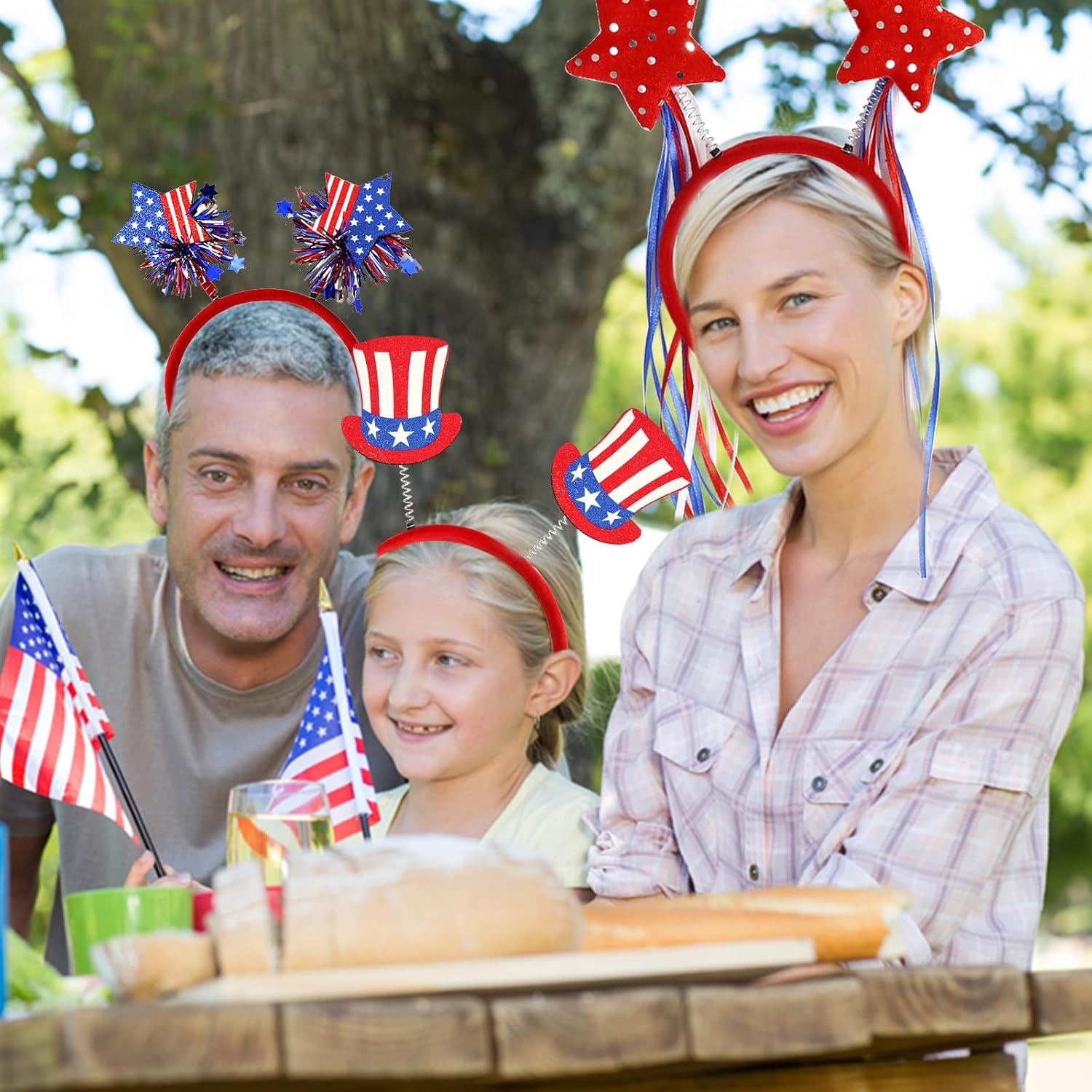 4th of July Headbands Patriotic Headband USA Flag Head Boppers Headwears for Independence Day Party Favors